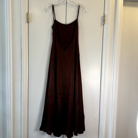 Reformation Melina Silk Maxi Dress Mahogany Brown Open Back Size 2 - Picture 9 of 9